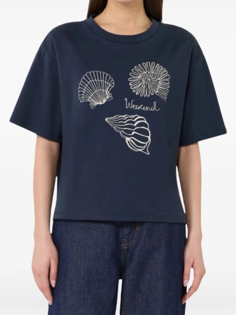 Weekend Max Mara shell-print cotton T-shirt - Blue - zdjęcie produktu nr 2