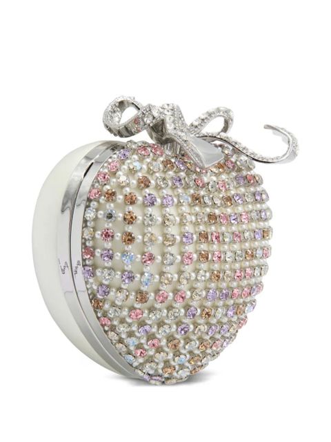 Self-Portrait crystal-embellished clutch bag - Silver