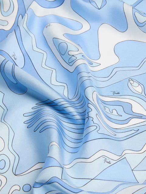 PUCCI Angoli-print silk scarf - Blue