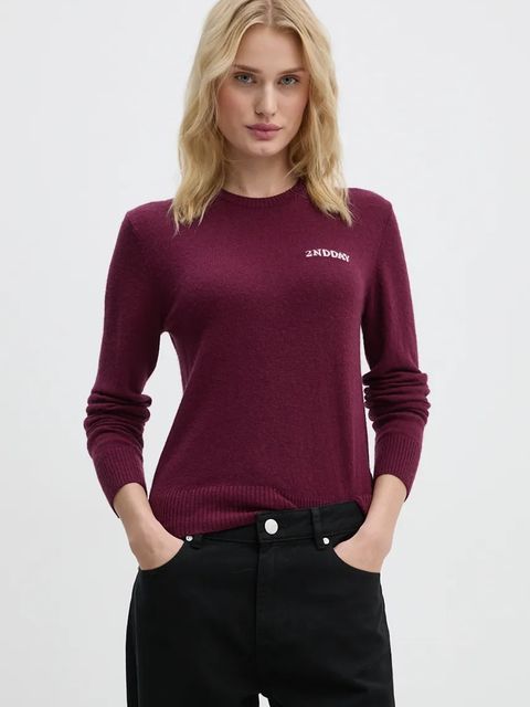2NDDAY sweter z domieszką wełny Lance TT damski kolor bordowy lekki 2245343408 - zdjęcie produktu nr 1