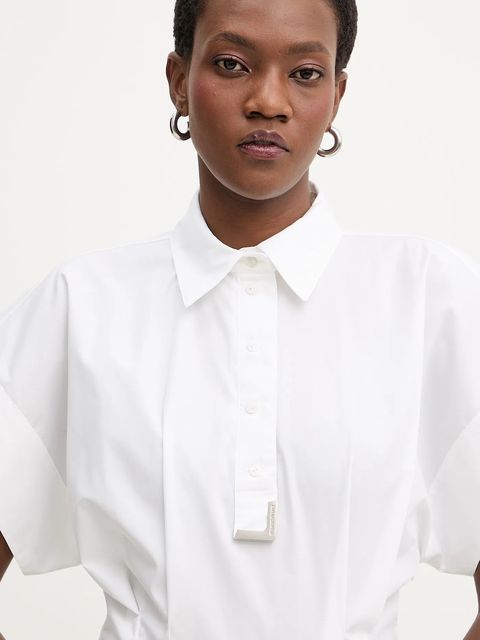 Karl Lagerfeld bluzka bawełniana damska kolor biały gładka B1W11006