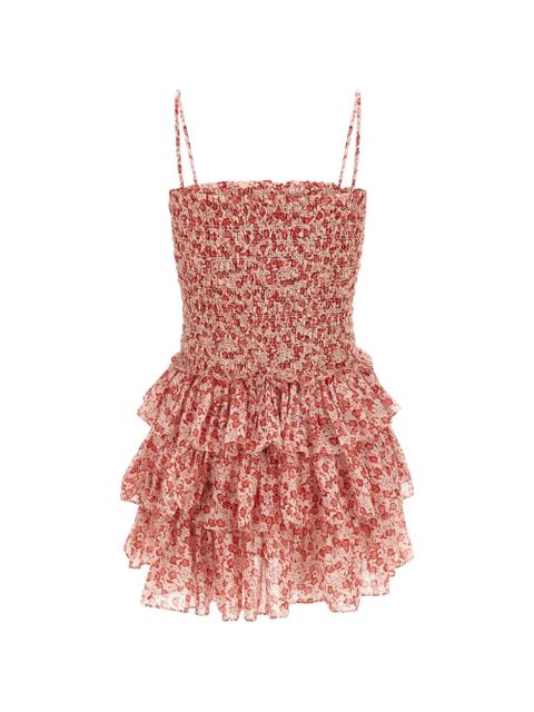 MARANT ÉTOILE Elodie ruffled floral print mini dress - Red - zdjęcie produktu nr 2