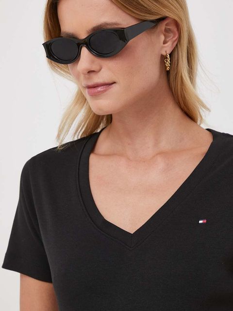Tommy Hilfiger t-shirt bawełniany damski kolor czarny WW0WW40584