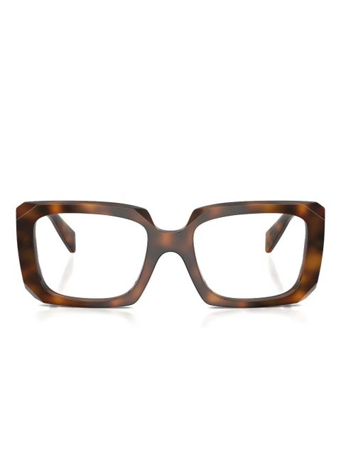 Prada Eyewear geometric glasses - Brown - zdjęcie produktu nr 2