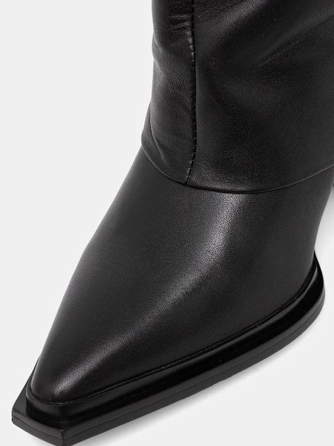 Answear.LAB kozaki skórzane kolor czarny na słupku