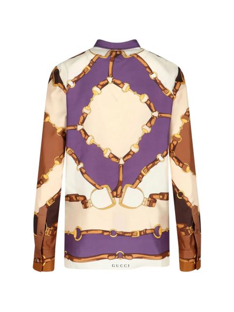 Gucci twill patterned shirt - Neutrals - zdjęcie produktu nr 2