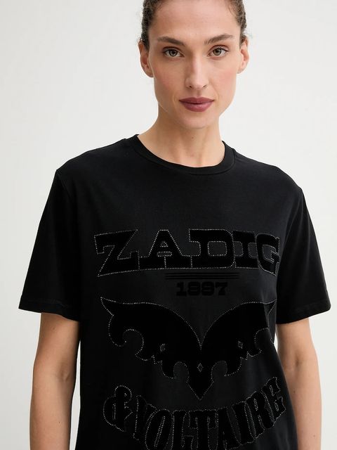 ZADIG&VOLTAIRE t-shirt bawełniany damski kolor czarny JWTS02826