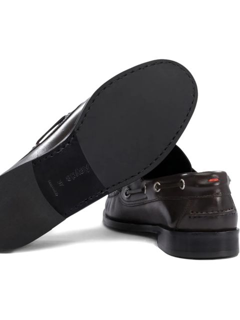 Aeyde HArris lace-up leather boat shoes - Brown