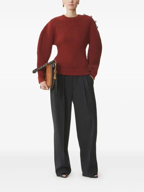 Lanvin button-embellished ribbed sweater - Red