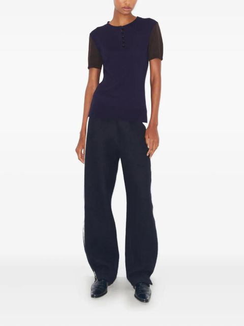 Tory Burch short-sleeve buttoned wool T-shirt - Blue - zdjęcie produktu nr 2