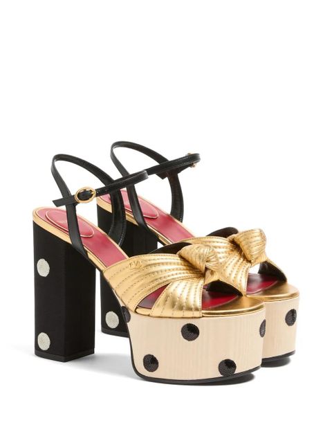 Valentino Garavani knot-detail heeled sandals - Gold - zdjęcie produktu nr 2