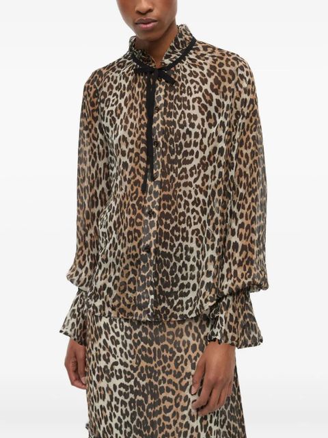 GANNI leopard-print blouse - Neutrals