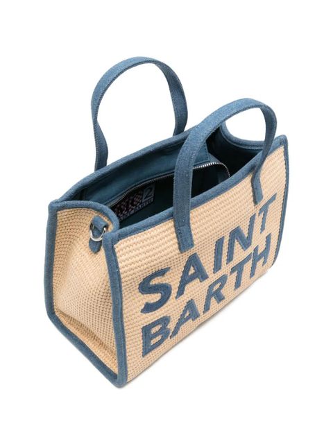 MC2 Saint Barth logo-embroidered woven tote bag - Neutrals