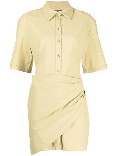 Jacquemus gathered-detail shirt dress - Brown - zdjęcie produktu nr 1