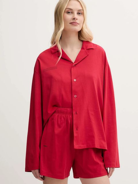 Pangaia piżama bawełniana damska kolor czerwony bawełniana 10002463 - zdjęcie produktu nr 1