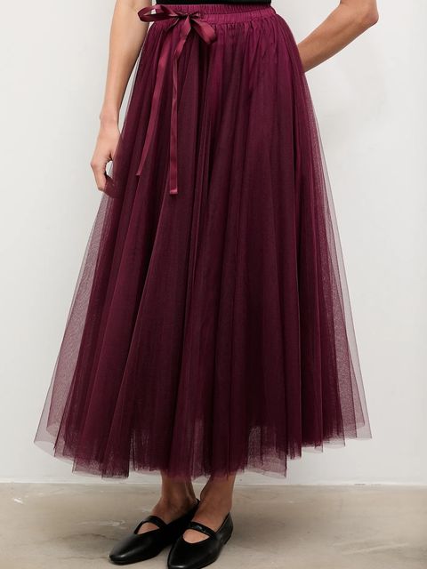 Answear.LAB spódnica kolor bordowy maxi rozkloszowana - zdjęcie produktu nr 2