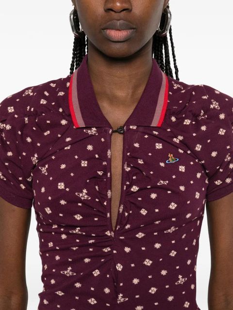 Vivienne Westwood patterned ruched midi dress - Purple