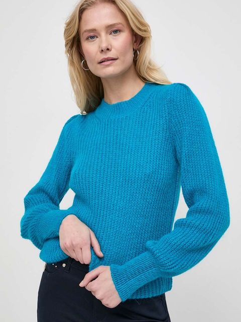 Morgan sweter z domieszką wełny MINA damski kolor niebieski