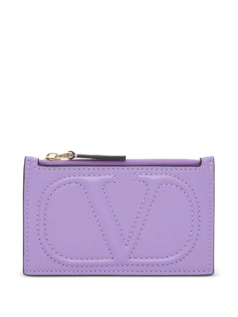 Valentino Garavani VLogo Walk zip card holder in nappa - Purple - zdjęcie produktu nr 1