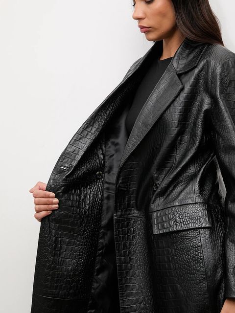 Answear.LAB płaszcz skórzany kolor czarny