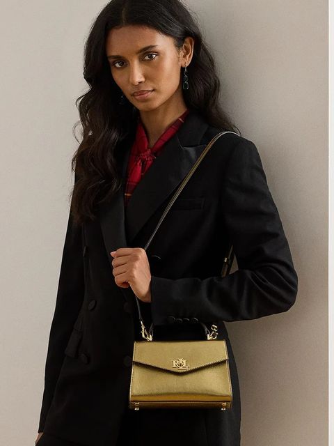 Lauren Ralph Lauren torebka skórzana kolor złoty 431P02413