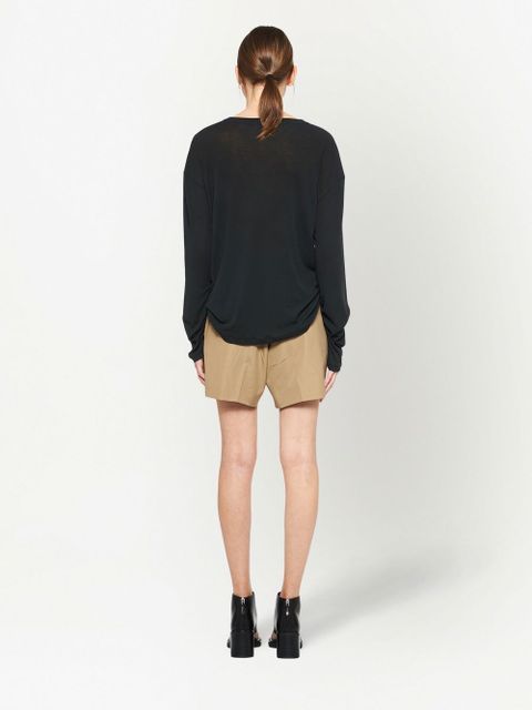 Miu Miu logo-patch long-sleeve T-shirt - Black