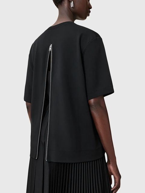 AllSaints sukienka i t-shirt JAX kolor czarny maxi rozkloszowana W326DB