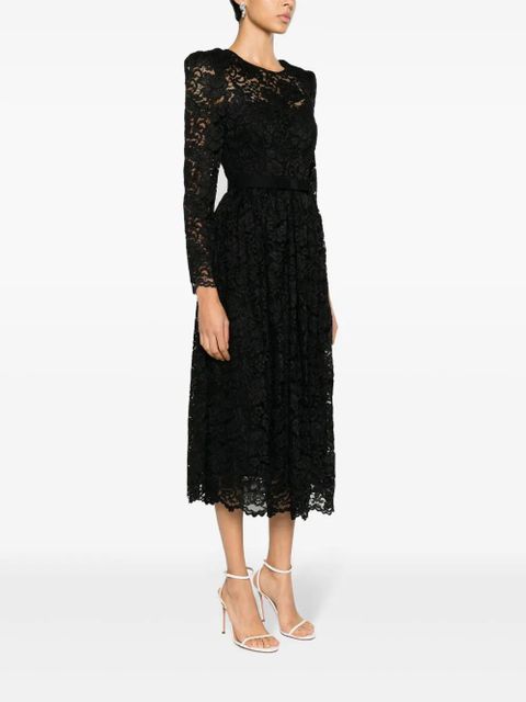 Self-Portrait detachable-belt floral-lace dress - Black