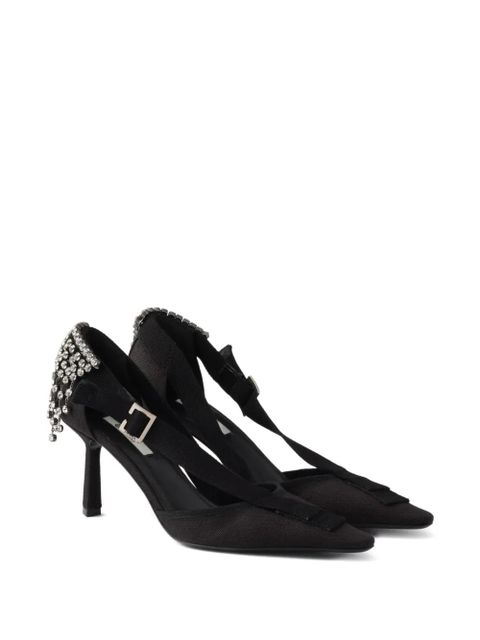 Prada crystal-appliqués canvas pumps - Black - zdjęcie produktu nr 2