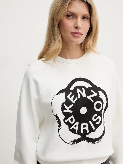 Kenzo bluza bawełniana damska kolor biały z nadrukiem FG52SW2054MJ