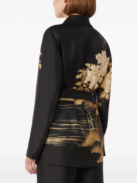 Max Mara Msetunica floral-print belted top - Black