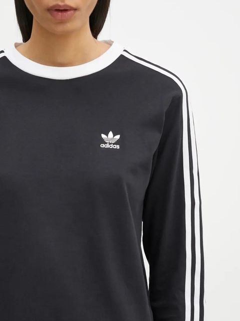 adidas Originals longsleeve bawełniany 3-Stripes kolor czarny JC5774