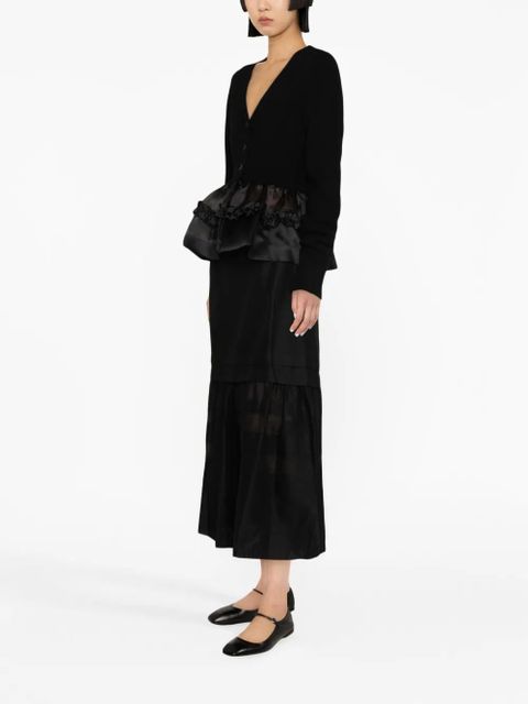 Cecilie Bahnsen ruffle-hem button-up jumper - Black