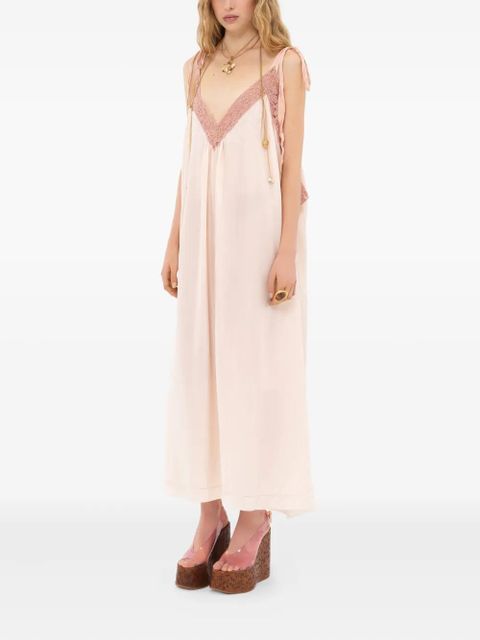 Chloé silk habotai lace-trim maxi dress - Pink - zdjęcie produktu nr 2