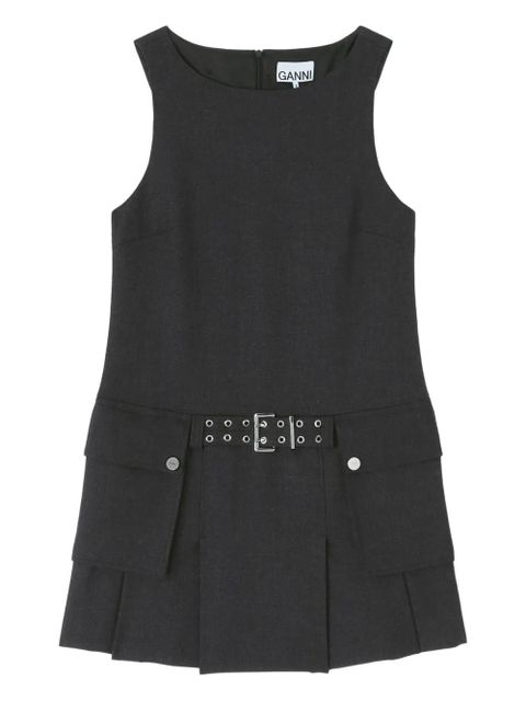 GANNI belted pocket mini dress - Grey - zdjęcie produktu nr 1