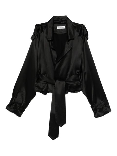 The Frankie Shop Simona satin belted blouse - Black - zdjęcie produktu nr 1