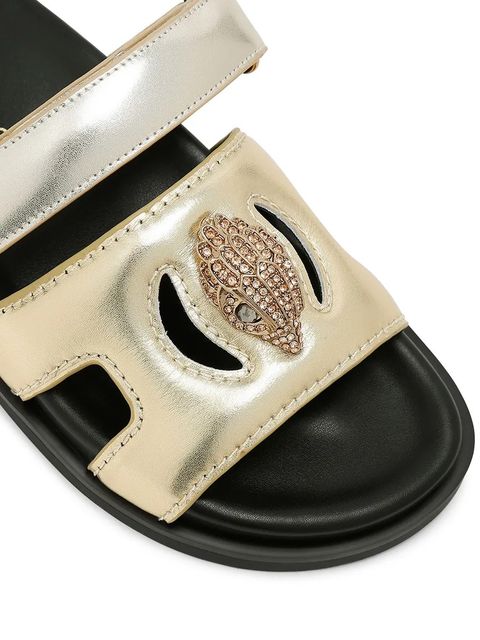 Kurt Geiger London klapki skórzane Eagle Cut Out Sandal damskie kolor złoty na platformie 4732666109