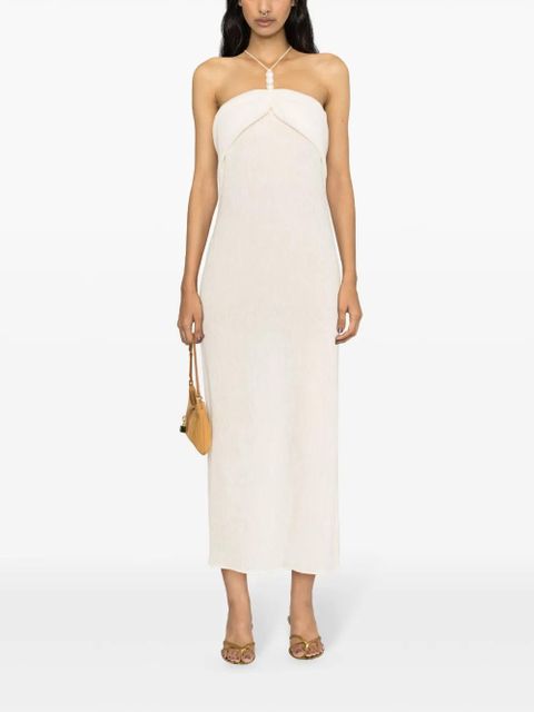 Magda Butrym faux pearl-embellished midi dress - Neutrals