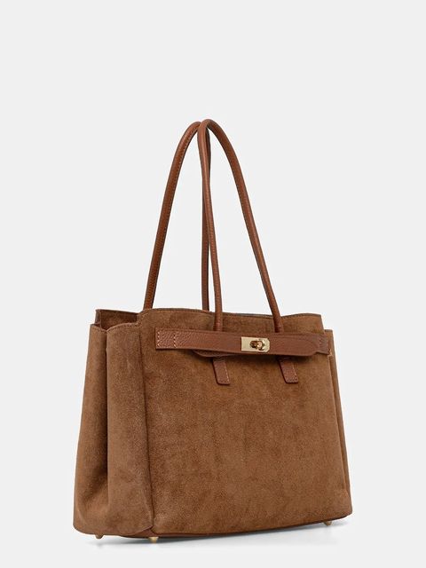 Answear.LAB torebka zamszowa kolor brązowy