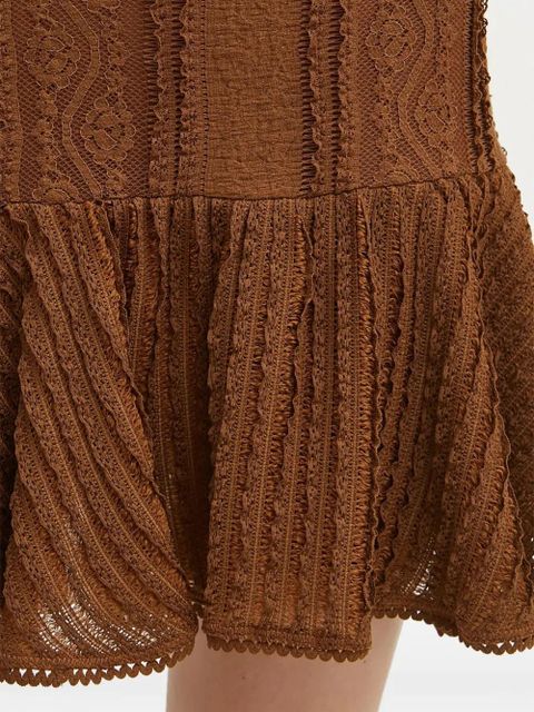 Charo Ruiz Ibiza lace-trimmed ruffled mini skirt - Brown