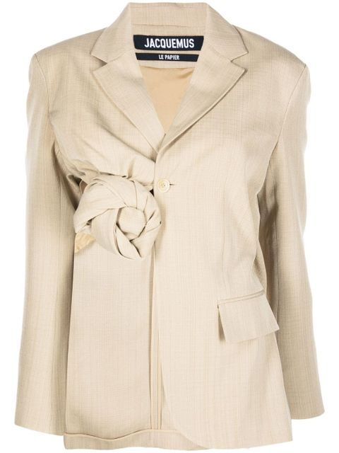 Jacquemus Baccala asymmetric cropped blazer - Neutrals - zdjęcie produktu nr 1