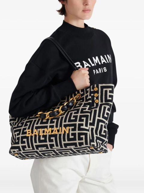 Balmain logo-plaque tote bag - Black