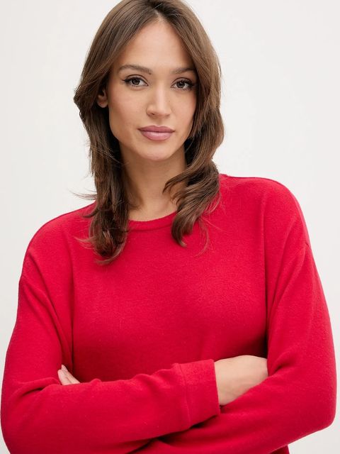 United Colors of Benetton longsleeve piżamowy damska kolor czerwony 3Q413M08A