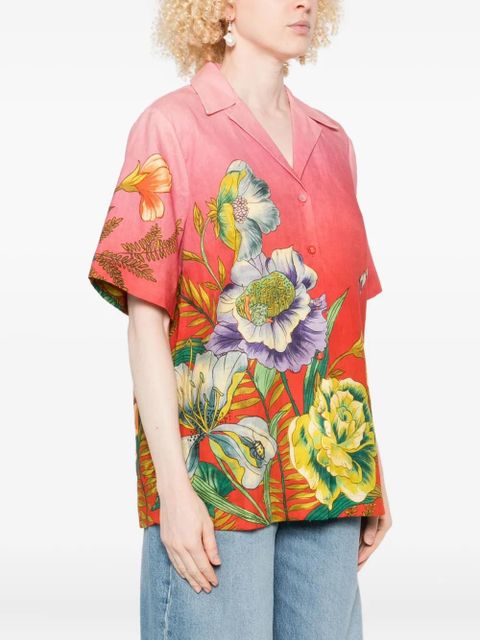 ALEMAIS Inez floral-print linen shirt - Pink