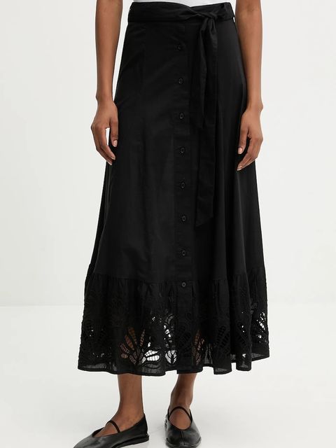 Answear.LAB spódnica bawełniana kolor czarny maxi rozkloszowana - zdjęcie produktu nr 1