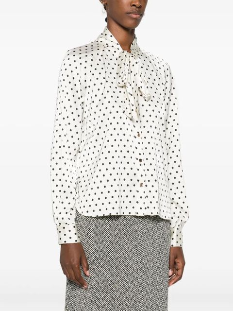 Self-Portrait polka-dot blouse - Neutrals