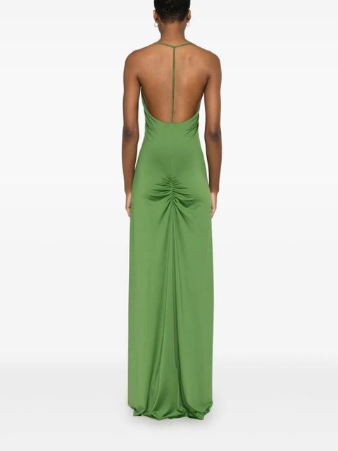 Victoria Beckham V-neck ruched gown - Green