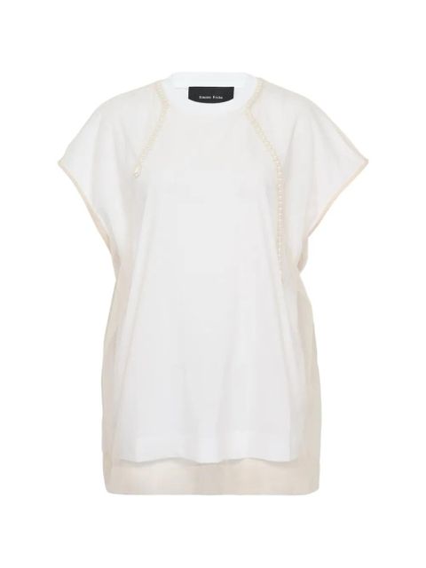 Simone Rocha faux-pearl embellished layered T-shirt - White - zdjęcie produktu nr 1