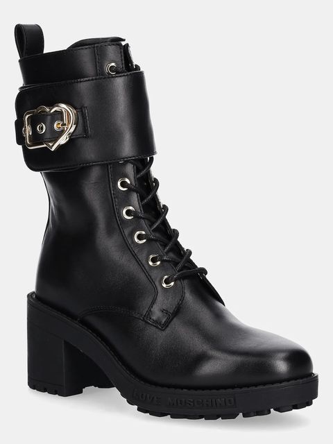 Love Moschino botki zamszowe damskie kolor czarny na słupku JA24287G0NIA0000 - zdjęcie produktu nr 1