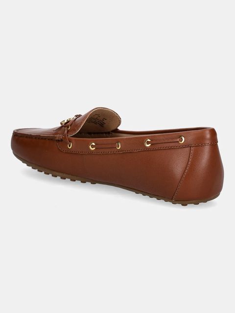 Lauren Ralph Lauren mokasyny skórzane Wylie damskie kolor brązowy na płaskim obcasie 802967751002 - zdjęcie produktu nr 2